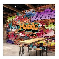 Grafiti freska 3D menas reljefinis plytų tapetas kavinės baro restorano sienos tapetas 200 cm(W) x 140 cm(H)