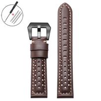 Rankų darbo natūralios odos laikrodžio dirželiai 20mm 18/22/24/26mm Panerai, Omega laikrodžiams Minkštas vyriškas vintažinis kvėpuojantis karvės odos apyrankės dirželis 20mm kava