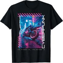 Cyberpunk Motorbike  Futuristic Tokyo T-Shirt S juoda