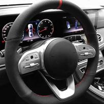 Neslystanti juoda zomšos pynimo automobilio vairo apdangalas Mercedes-Benz S-Class W222 GLC A-Class W177 C-Class W205 E-Class W213 Style 2