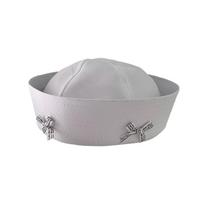 Navy Sailor Hat Halloween Woman Hat Casual Cosplay Uniform Roll Up Brim Hat 1 balta