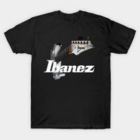 Men Black Print T-shirt Ibanezzz Guitar No-Cut Transfer Paper Print Cotton Tshirt 3XL juoda