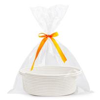 Small Gifts Basket for Newborn Baby Shower Easter Halloween Christmas Holiday, Woven Cotton Basket with Plastic Over Wrap&Ribbon 12x8x5in balta