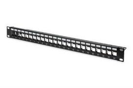DIGITUS Patch Panel Case 1U for Keystone Module 24-Port 19Inch for RJ45 and LWL module black RAL 9005