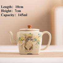 Ru Kiln Cute Cat Ceramic Teapot Handmade Xishi Tea Pot Japanese Kettle Chinese Kung Fu Gongfu Household Teapots Tea Maker Gift