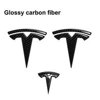 Car Sticker Tesla Tesla ABS 3Pcs Glossy Matte Black For Tesla Model 3 Y Auto Logos Steering Wheel Patch Decoration Modified Acce Model 3