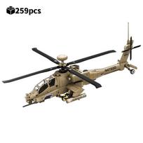 259 vnt. AH64 Apache Sraigtasparnio Statybiniai Blokeliai Karinis Armijos Šturmo Lėktuvas Modelis Plytos Specialiųjų Pajėgų Dovana Namų Dekoras no original box