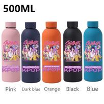 500ML KPop Demon Hunters Cartoon Print Sport Leak Proof High Quality Stainless Steel Insulated Water Cup Birthday Birthday High Quality Gifts Black-1PCS