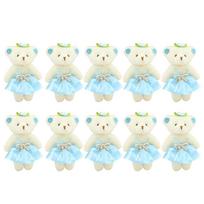 10pcs/set Plush Animal Mini Bear Flower Bouquet Plush Doll Cartoon Cartoon Bouquet Doll DIY 12cm Bear Plush Toys dangaus mėlyna spalva