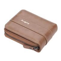 Baellerrypu Men's Waterproof Zipper Wallet - Multi Card Slots, Tri-fold Design, Coin Purse, and License Holder. šviesiai ruda spalva