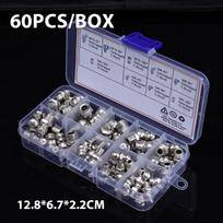 60Pcs Metric Grease Fitting Kit 9 Type Galvanized Metal Hydraulic Grease Zerk Assortment Set M6 M8 M10 Vehicle Nozzle Fuel sidabras