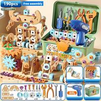 190PCS Children's Repair Tool Set DIY Nut Manual Disassembly and Assembly Puzzle Simulation Tightening Tool Box Toy Gift