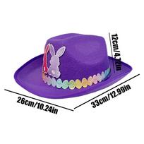 Kids Easter Cowgirl Hat Non-Woven Bunny Ear Cowboy Party Favors Kids Costume Easter Cowgirl Hat For Party Celebration Carnival violetinė