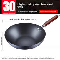 Seasoned Cast Iron Wok Pan Uncoated Non Stick Stir Fry Iron Pot Wooden Handle Rustproof Traditional Chinese Wok Restaurant