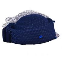 Mesh Wool Bow Hat with Veil Solid Color Cashmere Stewardess Cap British Style Photography Decoration Topper Hat Autumn Winter tamsiai mėlyna spalva
