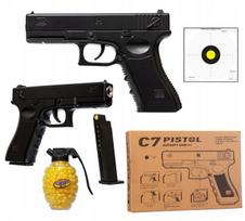 Metalowy Pistolet Na Kulki Glock C7 Gratis Granat Kulek Imitacja Broni