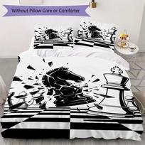 Chess piece Pattern Bedding uilt Set uilt Cover Pillowcase Home Decoration Birthday Gift (1 * duvet cover + 11 * pillowcase  without core) 135x200cm
