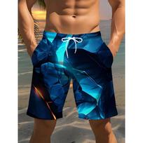 Men's Beach Shorts, Graphic 3D Printing, Essential for Beach Vacations, Quick-drying Breathable Swimming Shorts S