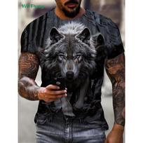 Vintage Wolf Graphic T-Shirt Men Summer Outdoor Men Short Sleeved Tee Oversized Men's T-Shirt Fashion Round Neck Men's Clothing XXS