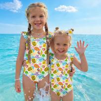 Girls One Piece Swimsuit Summer Kids Fruit Print Casual Stylish Sleeveless Swimwear for Children Toddler Bathing Suit 130