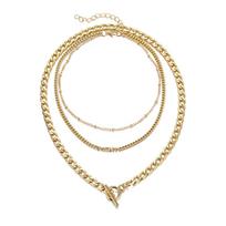 Stylish European And American Alloy Three Layered Choker Necklace For Women