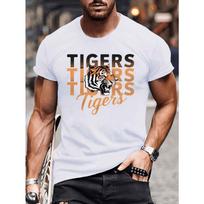 TIGERS Crinkle Plus Size Men's T-Shirt, PLUS SIZE 2XL balta