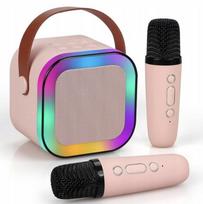 Zestaw Karaoke Bezprzewodowy Przenośny 2X Mikrofon + Głośnik Bluetooth Rgb