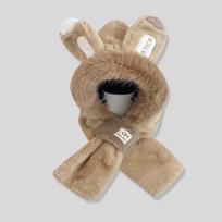 Winter Rabbit Ear Hat Ear Protection Bib Scarf Hat Leisure Fluffy Hat  Female/Girls chaki