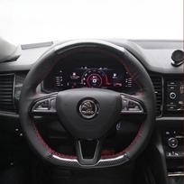 Skoda Octavia 2015-2019 Fabia Kodiaq Superb Scala rankomis siūta juoda natūrali oda neslystanti automobilio vairo apdangalas