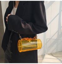 Acrylic Chain Transparent Box Jelly Bag Individual Hexagon Clear PVC Women Handbags Mini Designer Evening Crossbody Tote Bags oranžinė