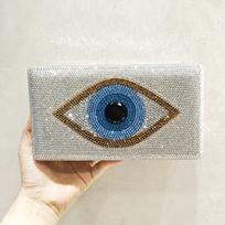 Evil Eye Crystal Evening Bag Clutch FashionWomen Silver/Black Wedding Purses And Handbags Lady Diamond Party Dinner Clutdch Bags 20cmX11cmX4cm