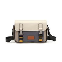 Fashion PU Leather Messenger Bag Vintage Durable Crossbody Bag Multi-pocket Design Shoulder Bag Travel pilkai balta spalva