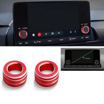 2pcs  Audio Volume Knob Cover For Civic 2026 2026 2026 2026 For CRV For HRV For Accord 2026 2026 2026 Decoration Trim Ring raudona
