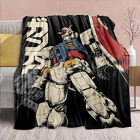 Gundam Anime Flannel Blanket - Soft Warm Perfect for Sofa, Bedding Camping Travel Office Home Decor 75x90cm