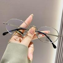 Vintage Blue- Light Blocking Glasses Designer Stylish Y2K Woman Metal Optical Frames PC Screen Glasses Womens Oval Metal Frame