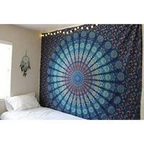 Tapestry Indian mandala hippie bohemian beach 75x100 juoda