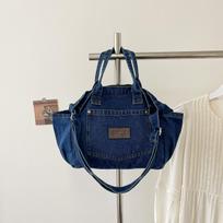 Korean Style High End Crossbody Bag New Lazy Style Washed Denim Casual Shoulder Underarm Bag Stylish Versatile Commuting Bag tamsiai mėlyna spalva