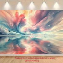 2D Abstract Cloudscape Backdrop Colorful Lake Photo Studio Background 47.2x31.5inch/120*80cm