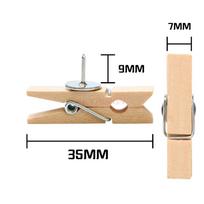 20PCS Wooden color small wooden clip push pin, creative and cute without damaging photos, wall decoration push pin China Mainland