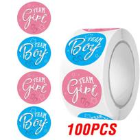 100-500pcs Team Boy Team Girl Gender Reveal Pink Blue Round Reward Stickers Gift Decor Lables Stationery Scrapbook Stickers