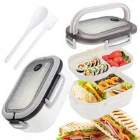 Śniadaniówka Lunch Box Sztućce 21X14,5X8 Cm Biała Pojemnik Jedzenie