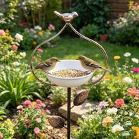 Large Capacity Garden Stake Bird Feeder Cast Iron Bowl Feeder Bird Water Drinker  Garden balta