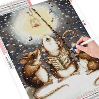 5d Diamond Painting Cross Stitch Mouse Animal Full Square Diamond Embroidery Winter 20X30CM