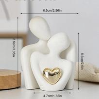 Frosting Ceramic Couple Figurines In Love Modern Ceramic Sculpture Romantic Abstract Aesthetic Couple Art Craft Lover Figurines white