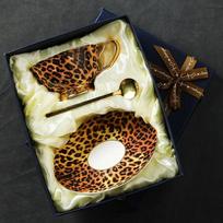 Retro leopardo rašto kontrolės kaulinio porceliano aukščiausios kokybės kavos puodelis Europos popietės arbatos puodelių rinkinys keraminis puodelis ir lėkštutė dovanų dėžutė 230ML