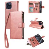 Multi-function Zipper Veal Phone Case for IPhone16e 16 15 14 13 12 11 Card Slot Clamshell, Wallet, Bracket Function, Faux Leathe Artificial Leather&Case & Strap&iPhone 13 mini