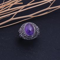 Ametistas Rankų darbo 925 prabos sidabro papuošalai Žiedas Dydis 11.5 w1o93