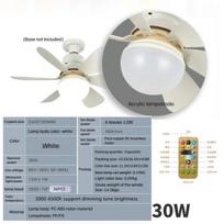 30W/40W E27 Modernus LED Apšvietimas Išmanus Lubų Ventiliatoriaus Šviestuvas su Nuotolinio Valdymo Pultu 3 Pavarų Buitinis 2-in-1 Reguliuojamas Ventiliatoriaus Lempa