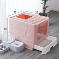 Cat litter box foldable, drawer top-entry fully enclosed large anti-splash cat toilet cat basin shit deodorant 38x41x51cm