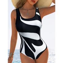 New one-piece swimsuit striped color matching sexy tight one-piece swimsuit bikin one-piece swimsuit S